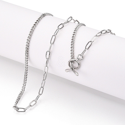 Brass Twist Chain & Paperclip Chain Necklaces NJEW-N054-11P-1