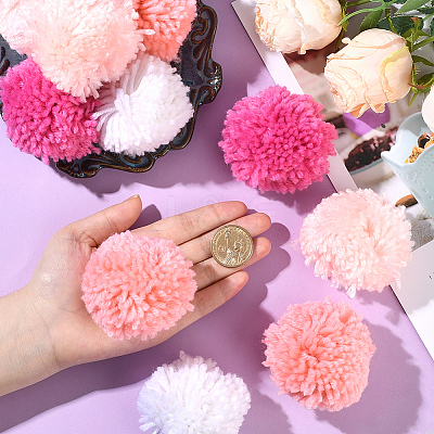 12Pcs 4 Colors Woolen Yarn Pom Pom Ball DIY-SC0031-40-1
