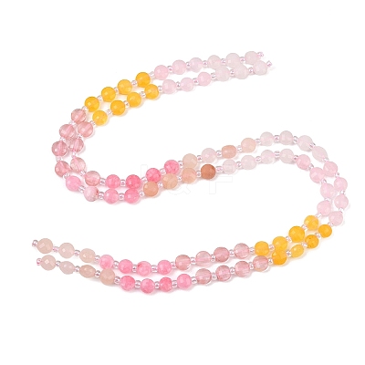 Cherry Quartz Glass & Dyed Natural White Jade Beads Strands G-Z135-B01-1