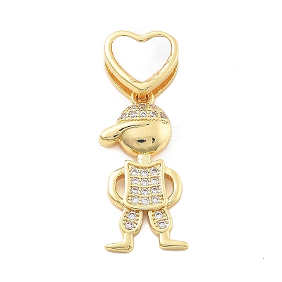 Golden Brass Micro Pave Cubic Zirconia Pendants KK-L209-100G-01-1