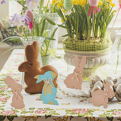 8 Sets 4 Style DIY Easter Wood Pendant Decorations DJEW-OC0001-42-1