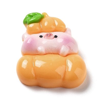 Pig Theme Opaque Resin Cabochons RESI-I057-A07-1