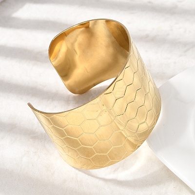 316L Surgical Stainless Steel Cuff Bangles BJEW-D454-01A-G-1