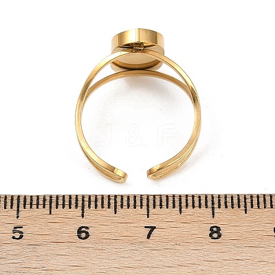 Real 18K Gold Plated 304 Stainless Steel Cuff Ring Components X-STAS-A191-12C-G-1