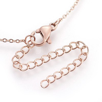 304 Stainless Steel Initial Pendant Necklaces NJEW-G321-04RG-A-1