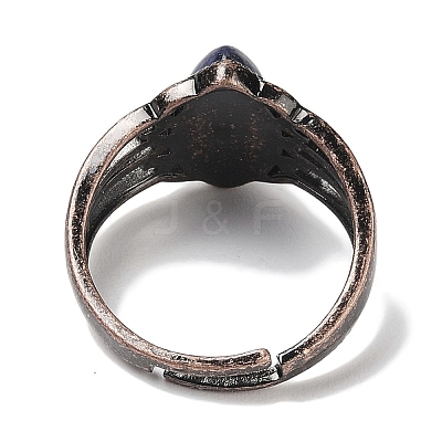 Natural Lapis Lazuli Horse Eye Adjustable Rings RJEW-K271-05R-09-1