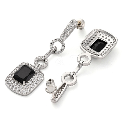 Brass Micro Pave Cubic Zirconia Dangle Stud Earrings EJEW-H014-15P-08-1