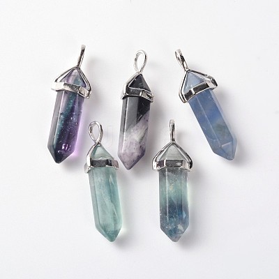 Faceted Bullet Natural Fluorite Double Terminated Pointed Pendants X-G-J261-B16-1