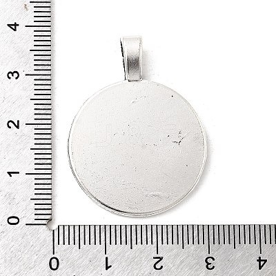 Tibetan Style Alloy Flat Round Pendant Cabochon Settings X-TIBEP-M022-14AS-1