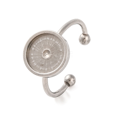 Non-Tarnish 304 Stainless Steel Open Cuff Ring Components X-STAS-S134-01P-04-1