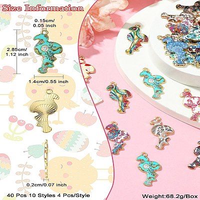 40Pcs 10 Styles Printed Alloy Pendants FIND-CJ0001-96-1