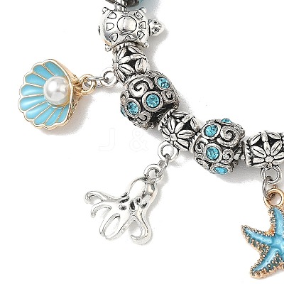 Ocean Theme European Beads Charm Bracelets BJEW-JB13949-1