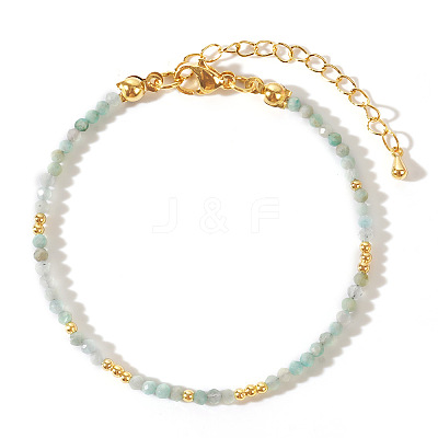 Retro Ethnic Style Round Natural Green Aventurine Beaded Bracelets for Women OR1115-1-1