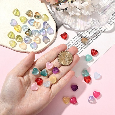 20Pcs Transparent Spray Painted Glass Beads GLAA-YW0004-79A-1