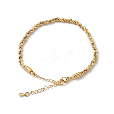 Rack Plating Brass Rope Chain Bracelet for Women BJEW-C020-11A-G-1