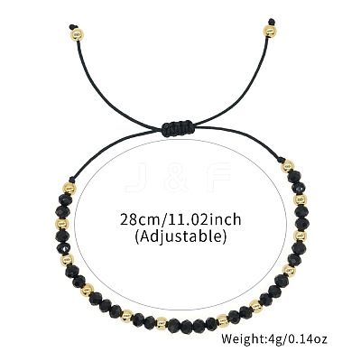 Glass & Brass Round Beads Braided Bead Bracelets LS-RD6595-1-1