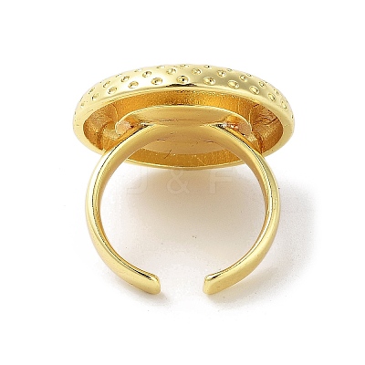 Resin Flat Round Open Cuff Ring RJEW-A035-02G-04-1