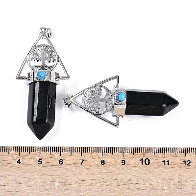 Natural Obsidian Faceted Pointed Bullet Big Pendants G-H076-02P-010-1