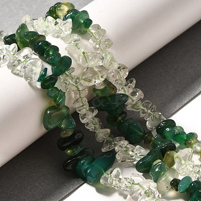 Natural Quartz Crystal/Rock Crystal & Chrysoprase Beads Strands G-L610-B22-01-1
