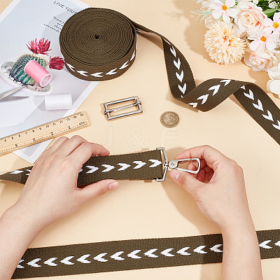 5 Yards Polycotton Jacquard Arrow Ribbon OCOR-WH0078-170B-1