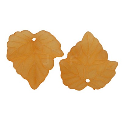 Autumn Theme Orange Frosted Transparent Acrylic Leaf Pendants X-PAF002Y-13-1