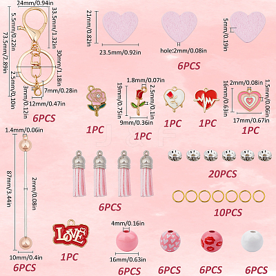 Valentine's Day DIY Alloy Enamel & Wood Beadable Bar Keychain Making Kit DIY-SC0025-94-1