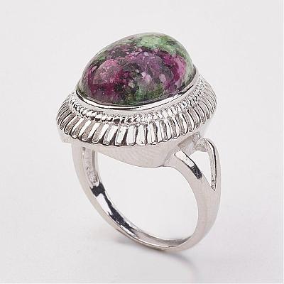 Natural Ruby in Zoisite Finger Rings RJEW-P122-19-1