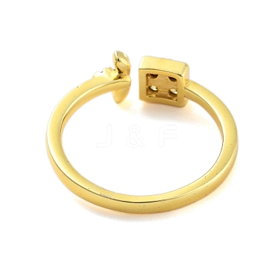 Square Cubic Zirconia Open Cuff Rings RJEW-L120-003G-1