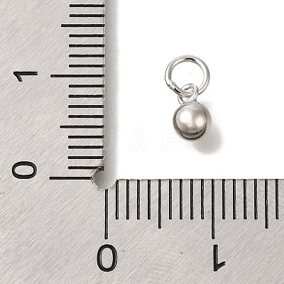 Rhodium Plated 925 Sterling Silver Round Charms STER-G043-08A-P-1