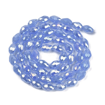 Opaque Solid Color Electroplate Glass Beads Strands EGLA-N013-J6mm-B06-1