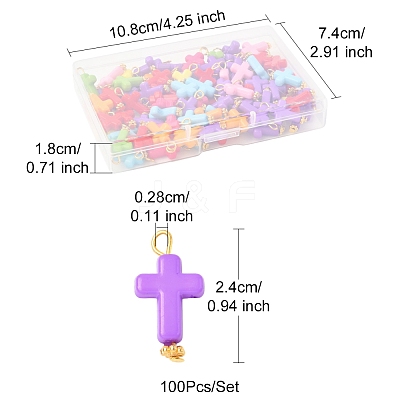 100Pcs Acrylic Pendant PALLOY-FS00039-01-1