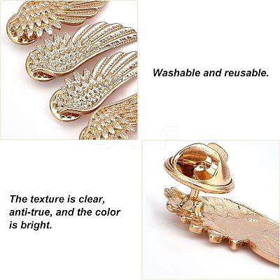 6 Pairs Wing Alloy Brooches JEWB-CA0001-08LG-1