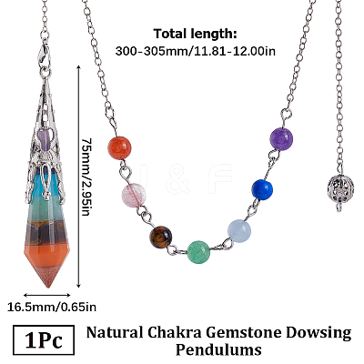 1Pc Natural Chakra Gemstone Dowsing Pendulums AJEW-SC0002-31P-1