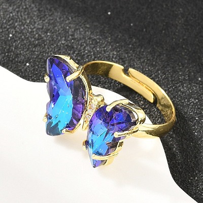 Brass Micro Pave Cubic Zirconia Finger Rings GL-CBA65A8-01G-14-1