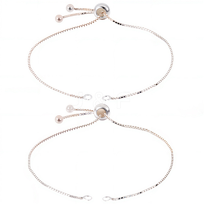 2Pcs 925 Sterling Silver Box Chain Slider Bracelet Making MAK-BBC0001-23-1