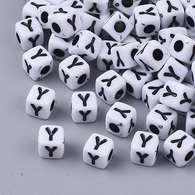 White Opaque Acrylic Beads MACR-R869-02Y-1