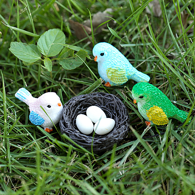 8pcs 8 Styles Synthetic Resin Parrot Display Decorations DJEW-WR0001-03-1