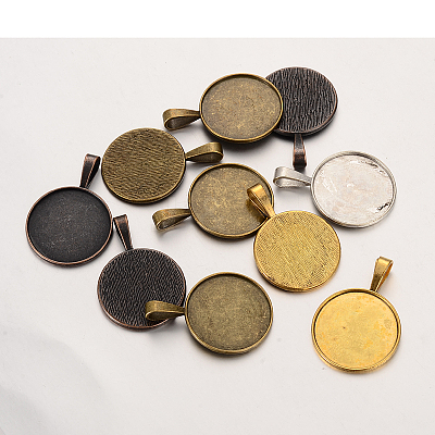 Tibetan Style Alloy Pendant Cabochon Settings TIBEP-20474-M-LF-1