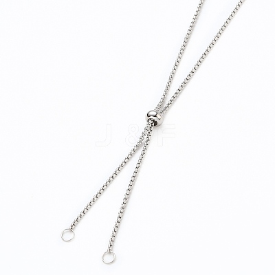 Tarnish Resistant 304 Stainless Steel Box Chain Slider Necklace Making AJEW-JB00777-01-1