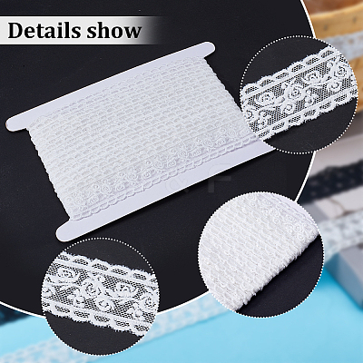 10 Yards 2 Colors Milk Fiber Embroidery Flower Lace Trim SRIB-GF0001-32-1