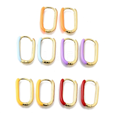 Oval Brass Hoop Earrings EJEW-D314-03G-1