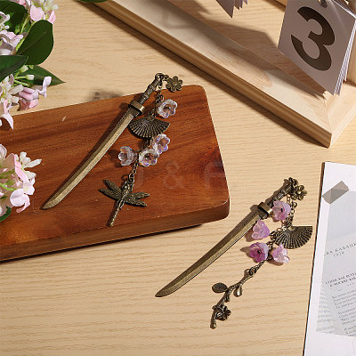 2Pcs Alloy Hair Sticks OHAR-CA00004-1