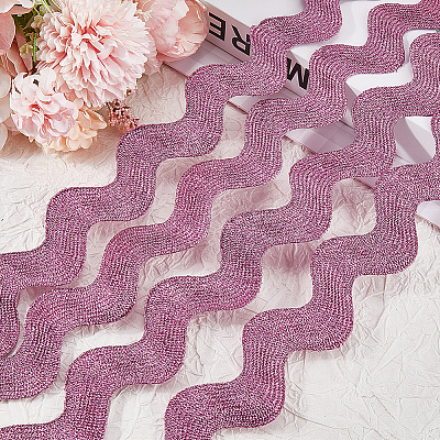 10 Yard Metallic Polyester Wavy Fringe Trim Ribbon SRIB-GF0001-38Q-1