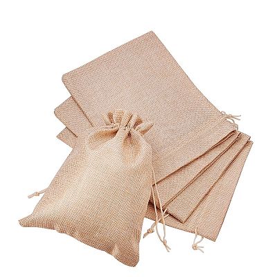 Burlap Packing Pouches Drawstring Bags ABAG-BC0001-04-1