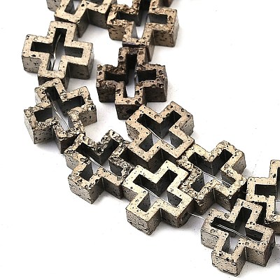 Electroplated Natural Lava Rock Beads Strands G-K388-02G-1
