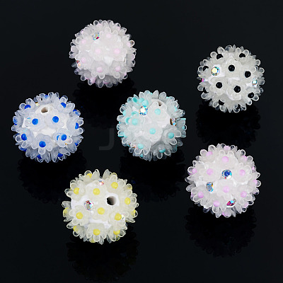 6Pcs 6 Colors Handmade Polymer Clay Rhinestone with Resin Daisy Flower CLAY-TA0001-97-1