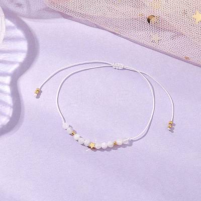 Natural Round Moonstone Beads Braided Bead Bracelets for Women BJEW-JB11655-02-1