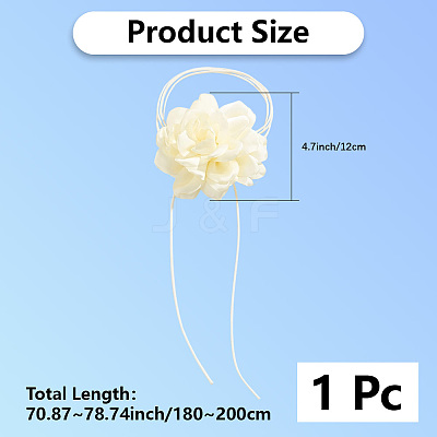 1Pc Retro Cloth Rose Flower Waxed Cord Wrap Choker Necklaces for Women NJEW-CP0001-05C-1