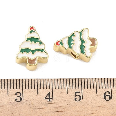 Christmas Brass Enamel Beads KK-I474-G22-1