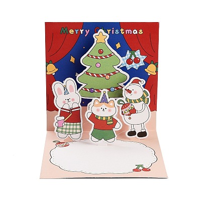 Square 3D Pop Up Paper Greeting Card AJEW-P123-A04-1